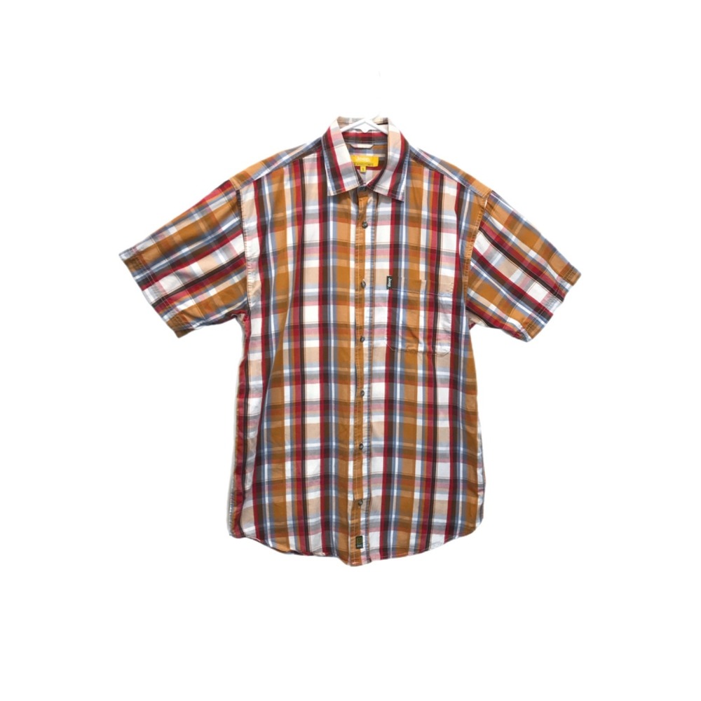 Jeep Shirt Mens Size S Short Sleeve Plaid Button Up Outdoors‎ Camping Logo
